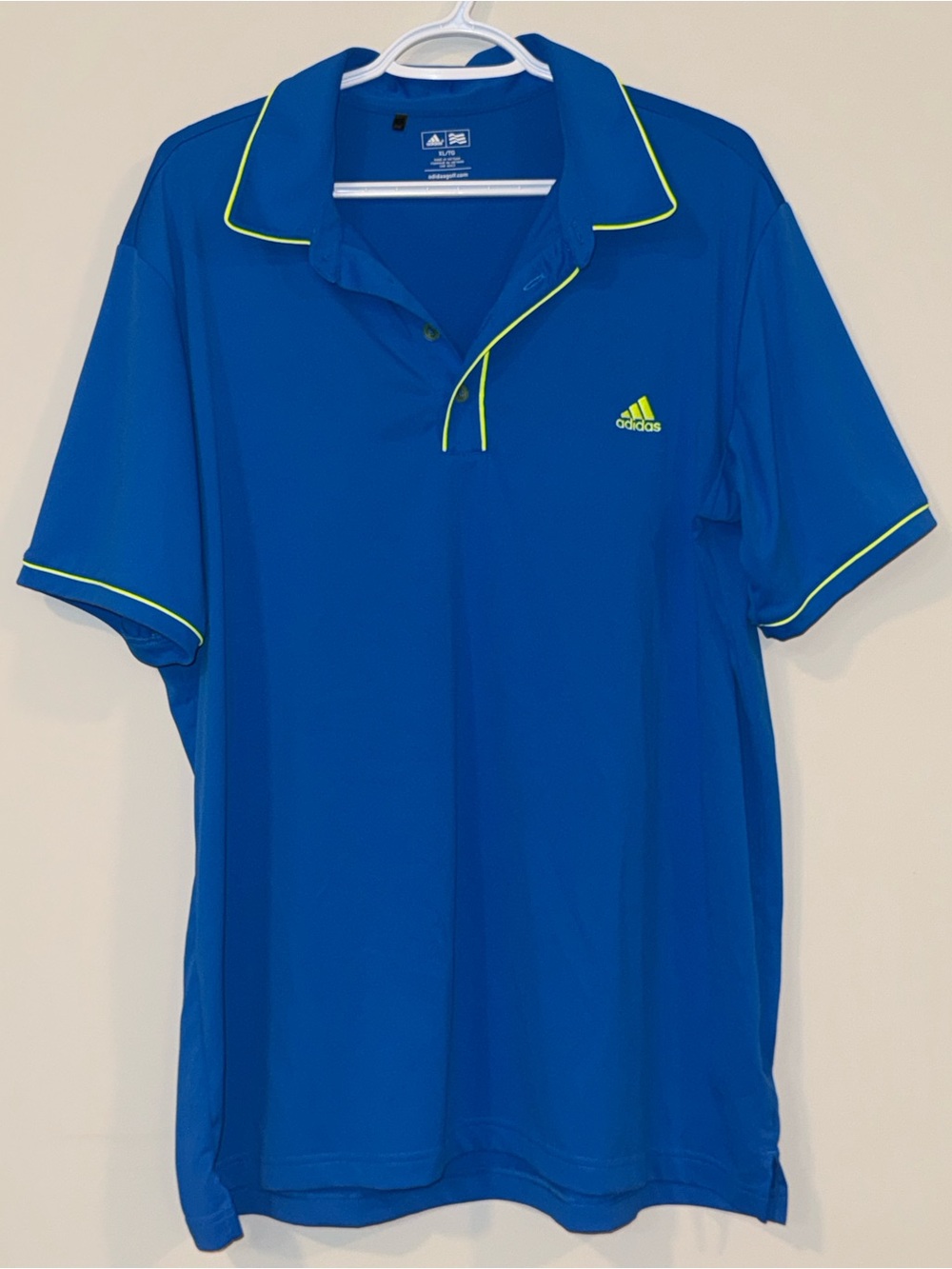 adidas Men’s Royal Blue Polo with Neon Yellow Trim